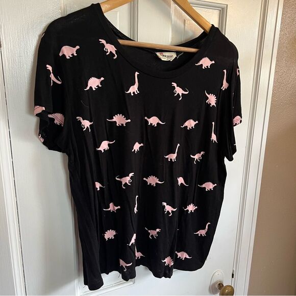 French Pastry Black Tee with Pink Dinosaur Print - Picture 5 of 5
